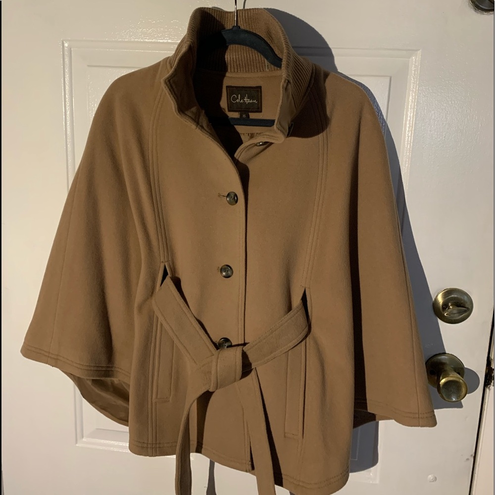 Cole Haan camel hair wool poncho size xs